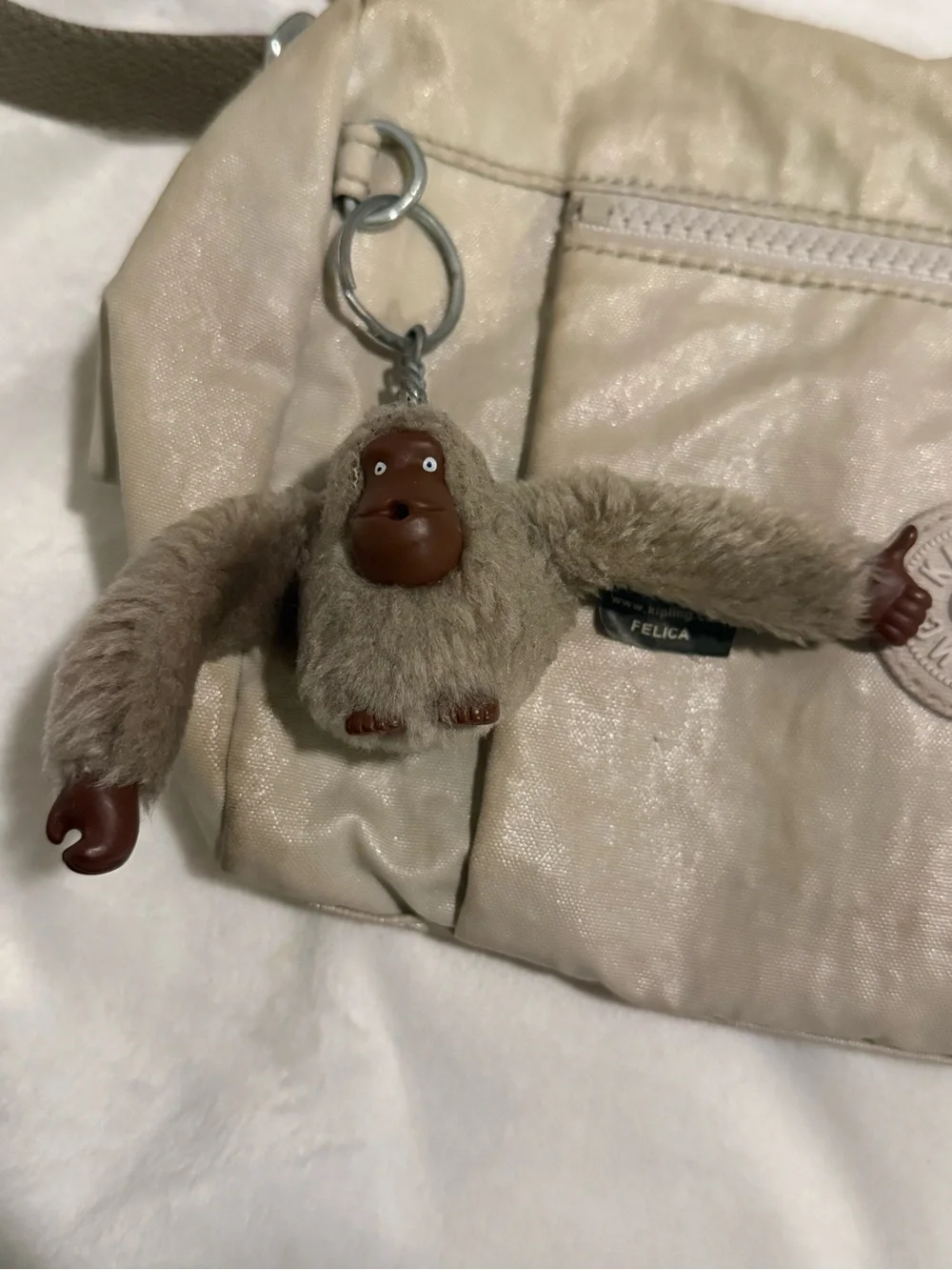 Kipling Light Beige Crossbody Bag with Olive Strap